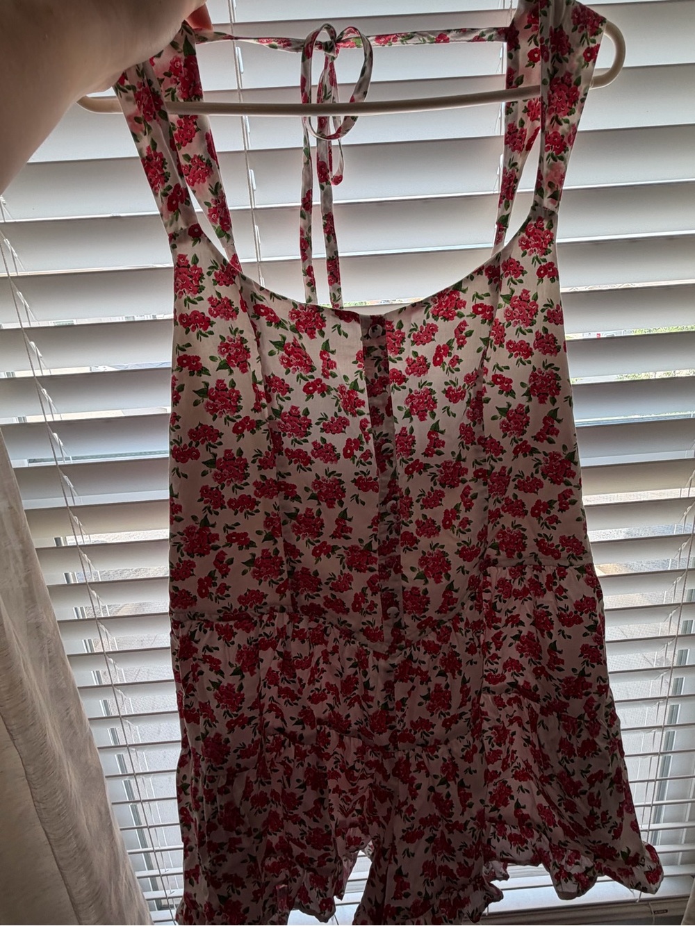 Target White Romper with Red Floral Print